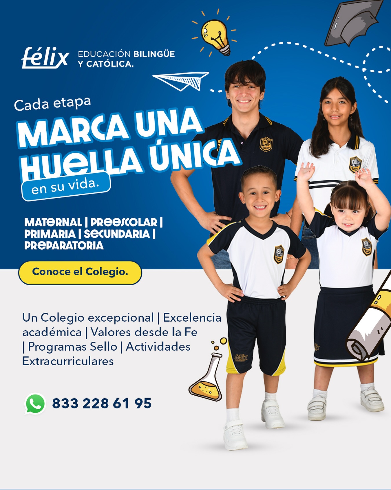 🎒 ¡Todas las etapas son muy valiosas!
Desde maternal hasta preparatoria 💙
Aquí, tus hijos no solo aprenden… viven, crecen, sueñan y se preparan para la vida.
Mayores informes: 📲833.228.61.95
#FamiliaFelix #ColegioFelix #EducacionIntegral #ExcelenciaAcademica #FormacionEnValores #ComunidadEscolar #EducacionCatolica #TampicoEduca
