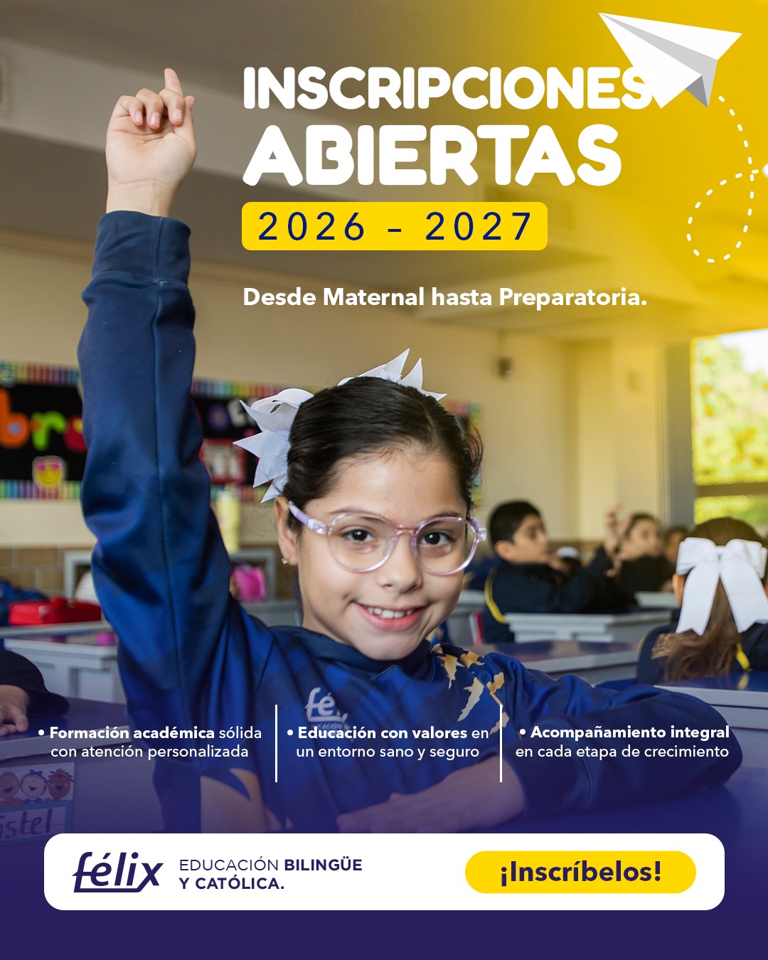 Agenda una visita y conoce el Colegio Félix.
Te invitamos a venir con tus hijos para que vivan el ambiente, conozcan a nuestros docentes y descubran el lugar donde pueden crecer, aprender y ser felices.

Mayores informes: 📲 833 208 6511

#ColegioFelix #ExcelenciaAcademica #EducacionCatolica