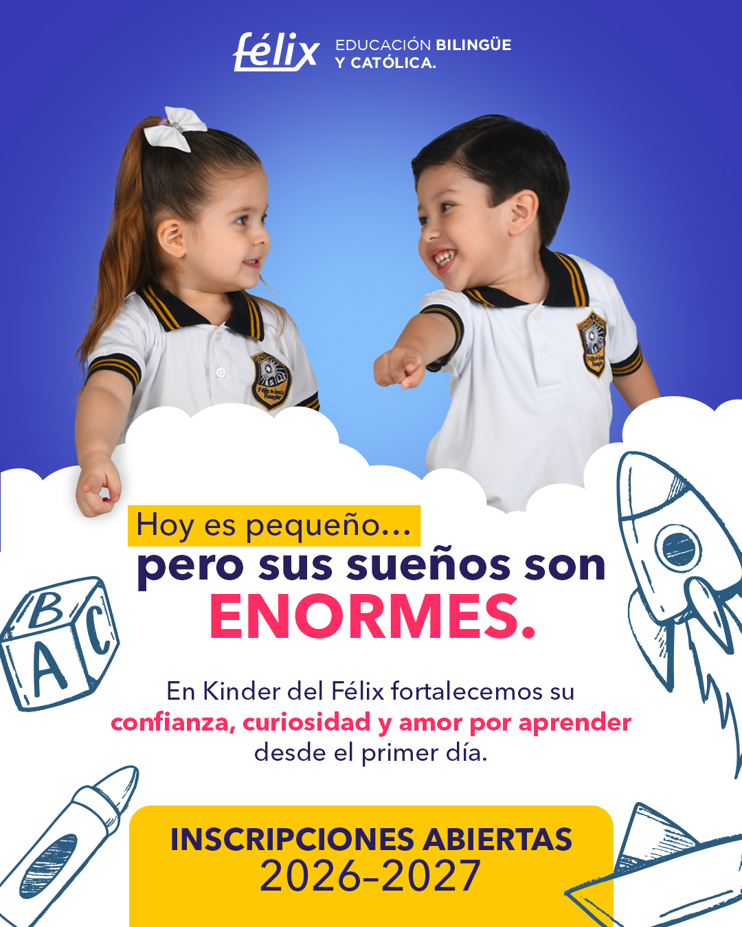Elegir su primer colegio es mucho más que una inscripción.Es decidir dónde dará sus primeros pasos, dónde aprenderá a confiar, a compartir, a descubrir lo que es capaz de hacer.

Haz que su comienzo sea seguro, feliz y lleno de posibilidades. 💛

Mayores informes: 📲 833 208 6511

#ColegioFelix #ExcelenciaAcademica #EducacionCatolica