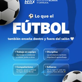 Ahora que vivimos la emoción de la época mundialista⚽🌍, también recordamos todo lo positivo que el fútbol puede enseñar dentro y fuera de la cancha🤍

 Trabajo en equipo, disciplina, compañerismo y esfuerzo son aprendizajes que acompañan a nuestros alumnos también dentro del salón de clases, ayudándolos a formar seguridad, empatía y compromiso en cada etapa de su desarrollo ✨

Mayores informes: 📲 833 208 6511

#ColegioFelix #ExcelenciaAcademica #EducacionCatolica
