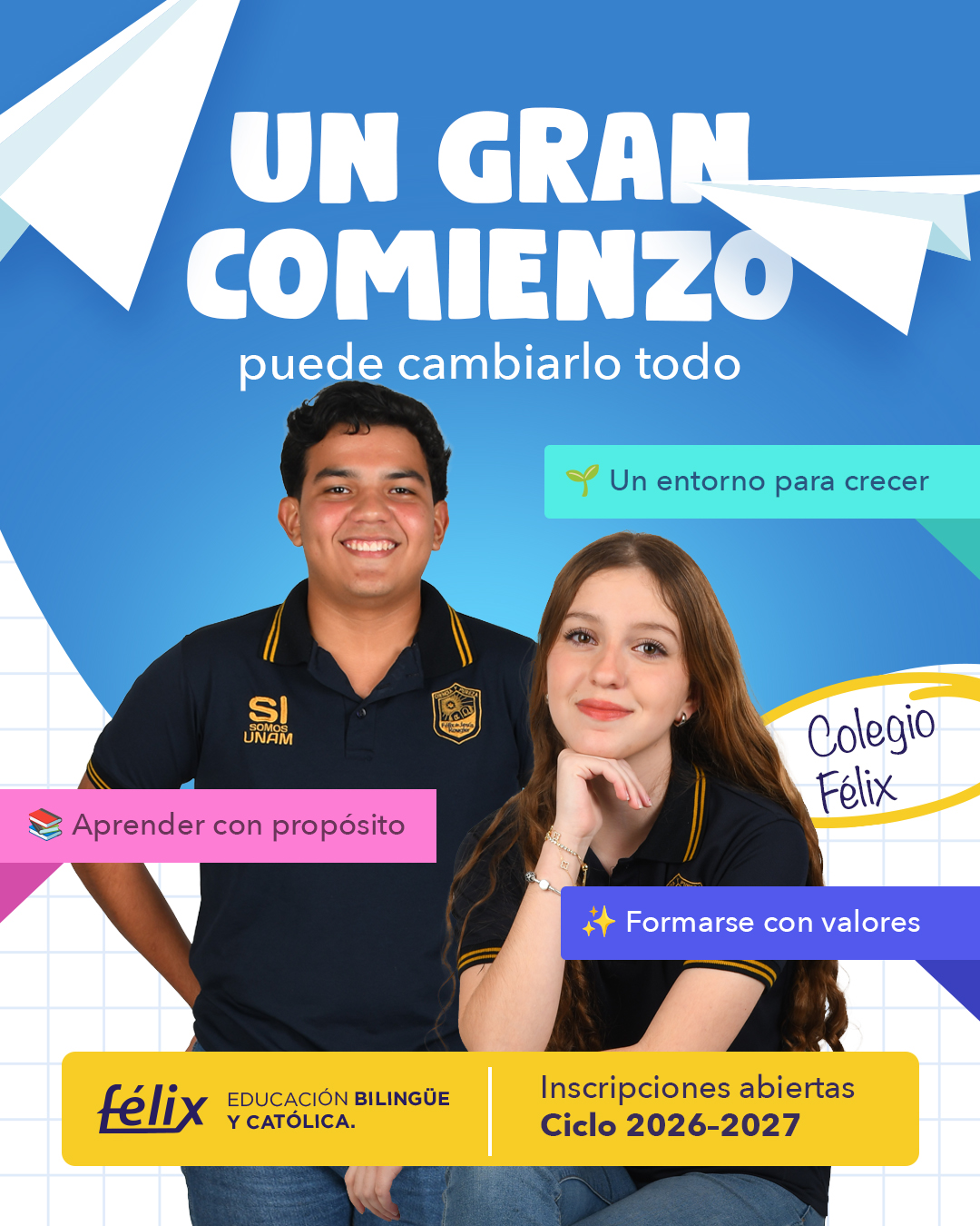 Cada niño merece un lugar donde pueda descubrir quién es, desarrollar sus habilidades y disfrutar aprender 🤍
En el Colegio Félix acompañamos cada etapa con cercanía, formación y una educación que deja huella.
📩 Conoce más sobre nuestro ciclo 2026–2027
Mayores informes: 📲 833 208 6511
#ColegioFelix #ExcelenciaAcademica #EducacionCatolica