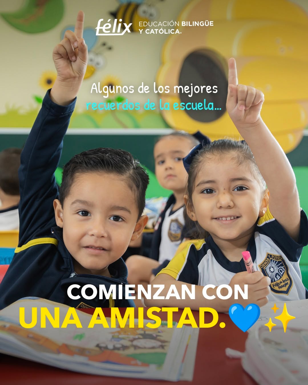 Los amigos con quienes compartimos un recreo, un proyecto o una aventura escolar muchas veces se convierten en recuerdos que nos acompañan para siempre. 🤝💙 

Mayores informes: 📲 833 208 6511

#ColegioFelix #ExcelenciaAcademica #EducacionCatolica