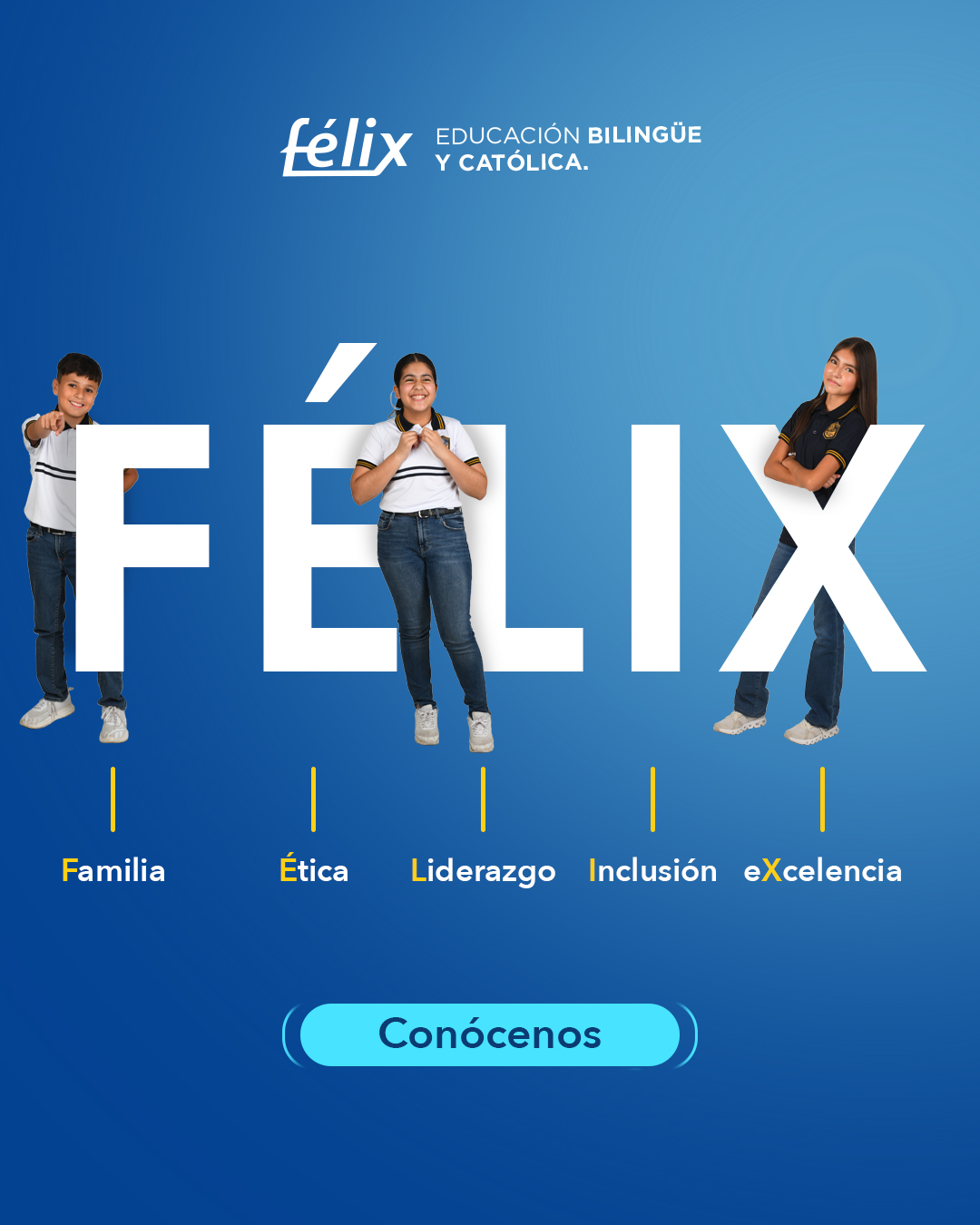 Cada letra del FÉLIX representa lo que somos y los valores que nos inspiran a formar grandes personas. 💙 

Inscripciones abiertas ciclo 2027 - 2028

Mayores informes: 📲 833 208 6511

#ColegioFelix #ExcelenciaAcademica #EducacionCatolica