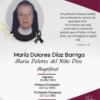 El día de hoy parte al encuentro de Nuestro Padre, dejando una huella de amor en los corazones de todos quienes tuvimos la bendición de conocerla. 

Con la certeza que nos da nuestra fe y en acción de gracias por su hermosa vida, oramos por nuestra tan querida Madre Lolita, en paz descanse 🙏🏻