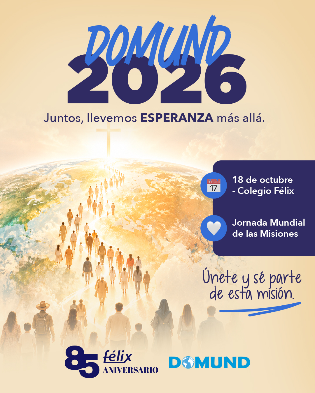 El DOMUND nos recuerda que la solidaridad no tiene fronteras. 🌎
Una oración, una palabra, una acción o una ayuda pueden convertirse en esperanza para alguien más.
Este 18 de octubre, seamos parte de una misión que nos une. 🤍 Súmate, comparte y hagamos que la esperanza llegue más lejos.
#ColegioFelix #EducacionCatolica #DOMUND #EducandoEnValores